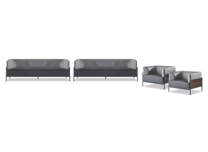 Exclusive Universelle Sofagarnituren 4tlg Leder Schwarz Modern Designer
