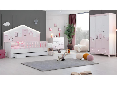Bett Kinderbett Holzbett Funktionsbett Ausziehbares Holz Mehrfarbig Neu