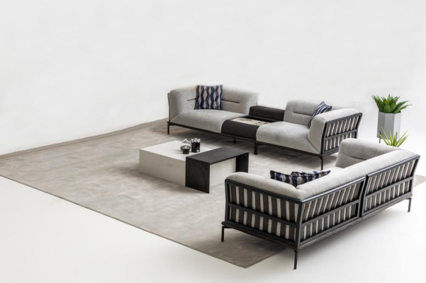 Hellgraue Sofagarnitur Eleganter 4-Sitzer Polster Dreisitzer 2tlg Set