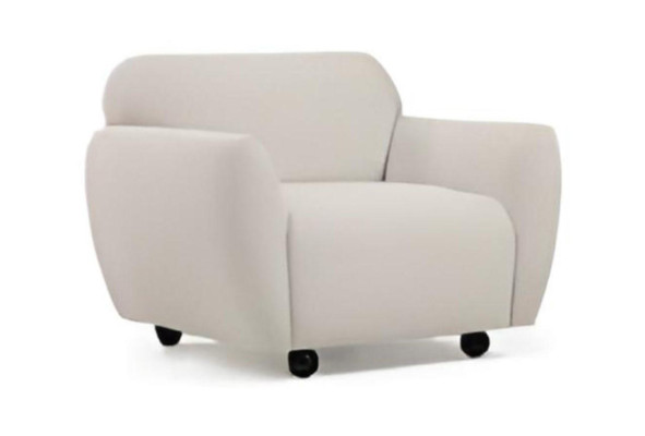 Sessel Einfarbig Modern Desing Weiß Textil Holz Material Wohnzimmer