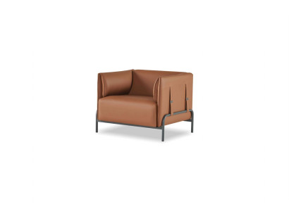 Sessel Braun Einfarbig Modern Arbeitszimmer Wohnzimmer Edelstahlfuße