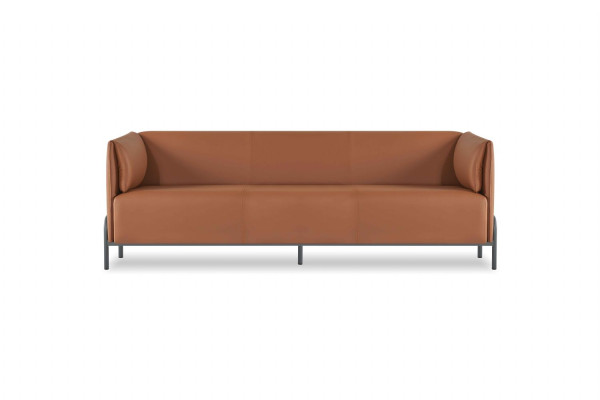 Arbeitszimmer 2tlg 3-Sitzer mit Sessel Braun Einfarbig Modern Design