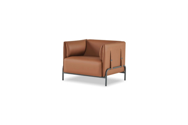 Arbeitszimmer 2tlg 3-Sitzer mit Sessel Braun Einfarbig Modern Design