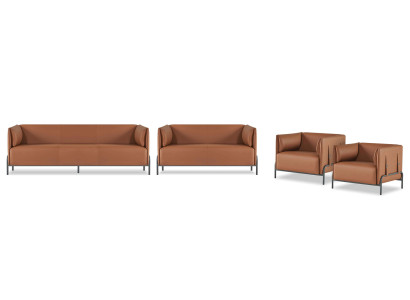Arbeitszimmer-Set 4tlg 3-Sitzer 2-Sitzer mit 2x Sessel Modern Design Stil