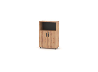 Aktenschrank Rechteck Form Braun Schwarz Zweifarbig Regal Arbeitszimmer