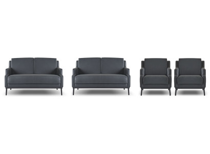 Arbeitszimmer-Set 4tlg 2x S-Sitzer 2x Sessel Dunkelgrau Einfarbig Modern