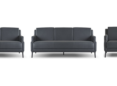 Arbeitszimmer-Set 4tlg 2x 3-Sitzer 2x Sessel Dunkelgrau Einfarbig Modern