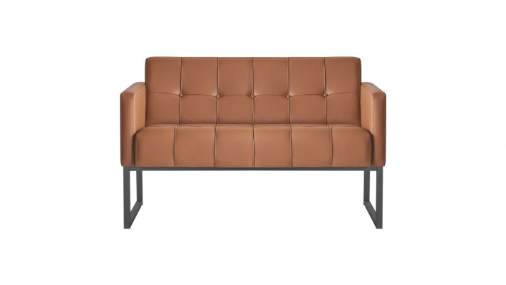 Sofa 2-Sitzer Braun Einfarbig Modern Design Arbeitszimmer Wohnzimmer