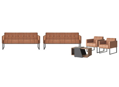 Arbeitszimmer-Set 5tlg 2x 3-Sitzer 2x Sessel Couchtisch Braun Grau Stil
