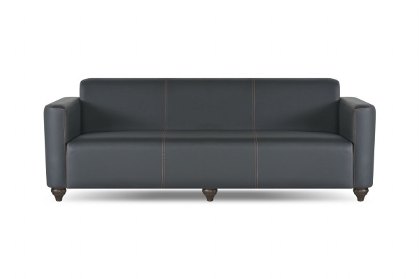 Arbeitszimmer-Set 4tlg Schwarz 3-Sitzer 2x Sessel Braun Couchtisch Modern