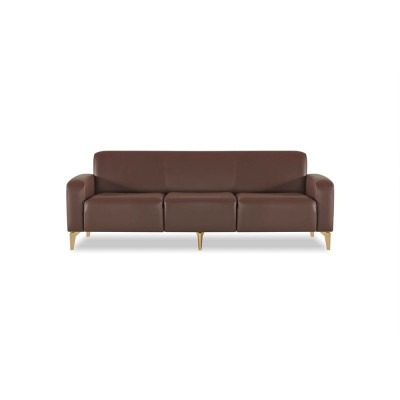 Braune Arbeitszimmer Ledergarnitur Dreisitzer 2x Lehnsessel Couchtisch