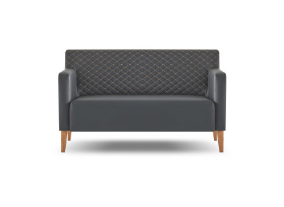 Sofa 2-Sitzer Arbeitszimmer Schwarz Einfarbig Modern Design Wohnzimmer