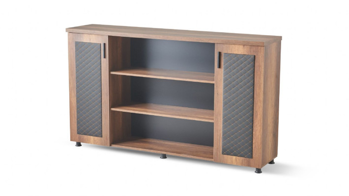 Arbeitszimmer-Set 3tlg Bürotisch Sideboard Kommode Stauraum Braun Schwarz