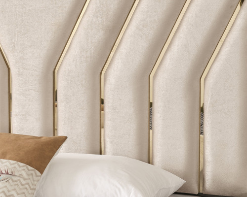 Beiges Schlafzimmer Bett Designer Doppelbett Luxuriöser Bettrahmen Bett