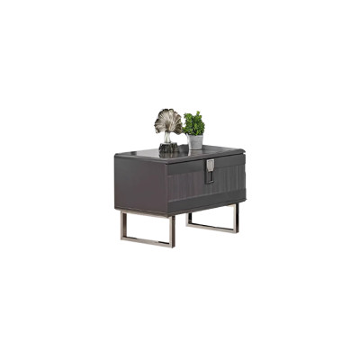 Grauer Designer Nachttisch Schlafzimmer Luxuriöse Holz Nachtkästchen