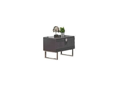 Grauer Designer Nachttisch Schlafzimmer Luxuriöse Holz Nachtkästchen