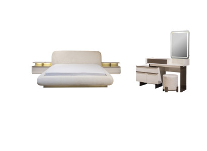 Stilvolle Weiße Schlafzimmergarnitur Doppelbett Schminktisch Nachttische