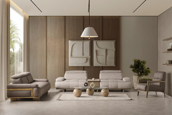 Moderne Hellgraue Wohnzimmer Garnitur Designer 2x Sofas Lehnsessel 3tlg