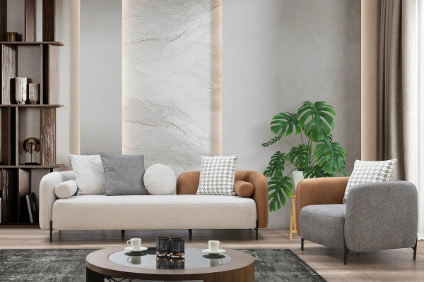 Wohnzimmer Polstergarnitur Designer Bunte Sitzgarnitur Textilsessel 3tlg
