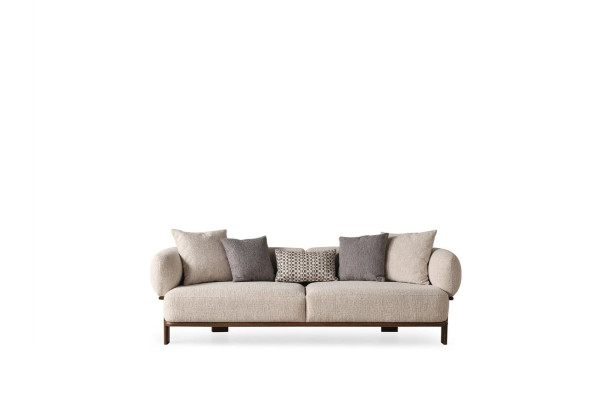 Hellgraue Wohnzimmer Sitzgarnitur Polstercouchen Textilsessel 2x Sofas