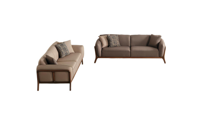 Stilvolle Beige Dreisitzer Garnitur Wohnzimmer Polstercouchen Sitzmöbel