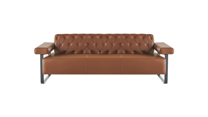 Komplett Braun Ledersofas Edelstahl 3-Sitzer 2-Sitzer Sofa Chesterfield