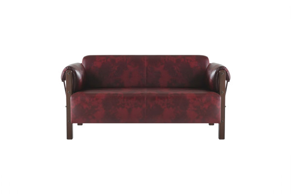 Sofas 2-Sitzer Sessel Bordeaux Modern Holz Weiche Leder Armlehnen Set
