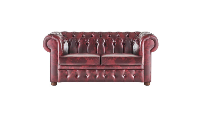 Ledersofas Chesterfield Sofas 2-Sitzer Sessel Bordeaux Klassisch Leder