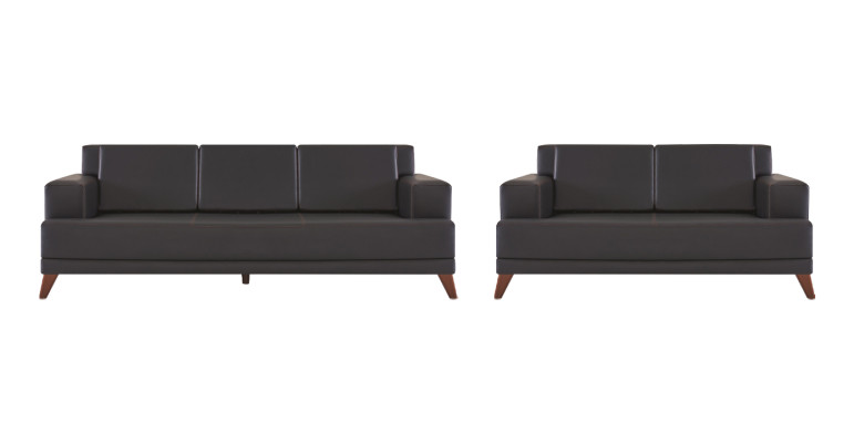 Modernnes Sofa-Set Ledersofas Schwarz 3-Sitzer 2-Sitzer Polster Kissen