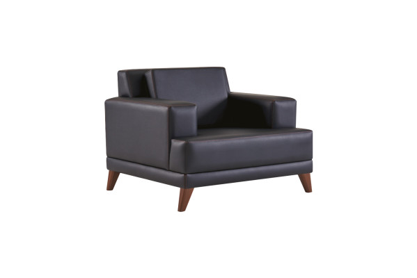 Komplett Sitzmöbel 2-Sitzer Sessel Schwarz Modern Polster Kissen Leder