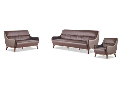 Komplett Sofa-Set 3-Sitzer 2-Sitzer Sessel Braun Klassisch Couch Leder
