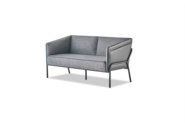 Moderner Sofa-Set 3-Sitzer 2-Sitzer Grau Textil Leder Edelstahl Couch
