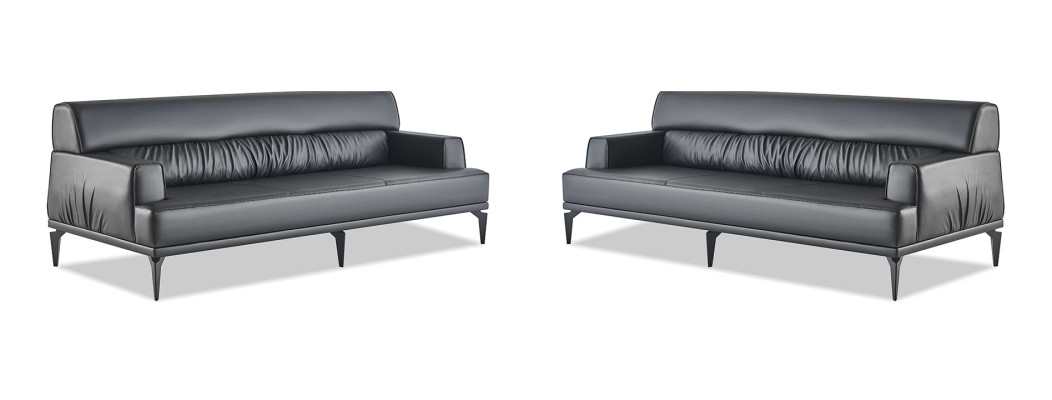 Sofas Leder Sofa-Set Schwarz 3-Sitzer Dreisitzig Ledersofas Couch Modern