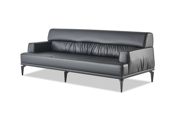 Sofas Leder Sofa-Set Schwarz 3-Sitzer Dreisitzig Ledersofas Couch Modern