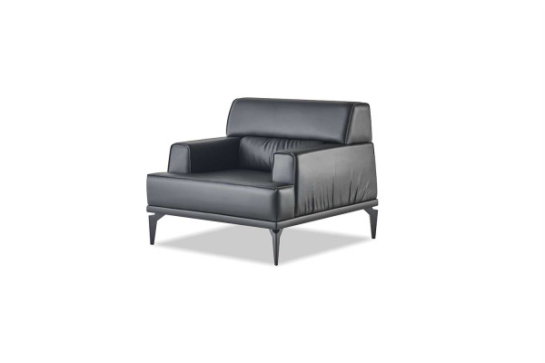 Sofagarnituren Sofa-Set Leder 3-Sitzer Sessel Schwarz Ledersofas Modern