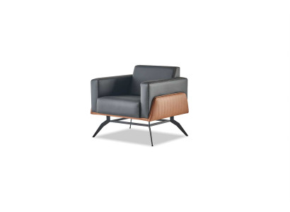 Lehnsessel Sessel 1-Sitzer Sitzmöbel Modern Leder Edelstahl Holz Zweisitzig