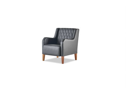 Lehnsessel Schwarz Sessel Leder Holz Modern 1-Sitzer Weiche Sitzmöbel