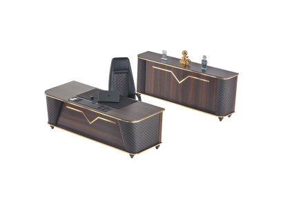 Komplett Schreibtisch Bürostuhl Sideboard Braun Schwarz Arbeitszimmer