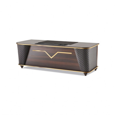 Komplett Arbeitszimmer-Set Bürotisch Bürostuhl Sideboard Kommode Holz