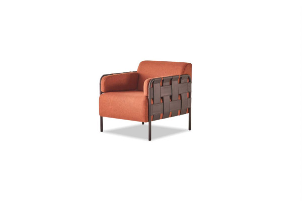 Ledersofas-Set Modern Komplett Sofas 3-Sitzer Sessel Orange Edelstahl