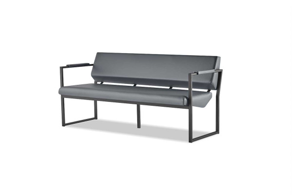 Komplett Set Sofas 3-Sitzer 2-Sitzer Sessel Schwarz Ledersofas Edelstahl