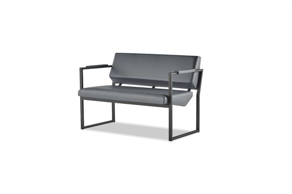 Komplett Set Sofas 3-Sitzer 2-Sitzer Sessel Schwarz Ledersofas Edelstahl
