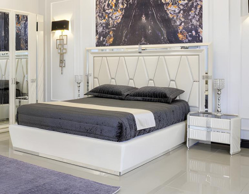 Schlafzimmer Set Bett + 2x Nachttische + Kleiderschrank 4tlg Moderne Möbel