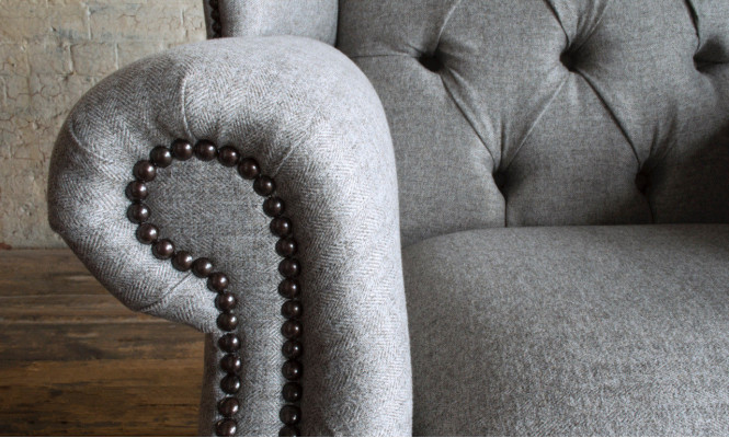 Ohrensessel Sessel Fernseh Design Polster Sofa Couch Chesterfield Textil Neu 345