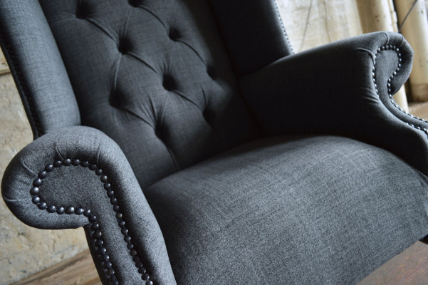 Ohrensessel Sessel Fernseh Design Polster Sofa Couch Chesterfield Textil Neu 344