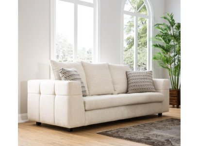 Luxus Modernes Sofa 3 Sitzer Polstersofa weiß Textill Sitz Design Couch Sofas