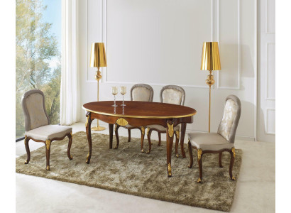 Ovaler Tisch Italienische Möbel Luxus Esstisch Esszimmer Holz Klassischer Stil