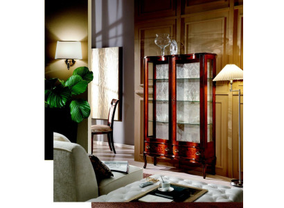 Möbel Klassische Luxus Vitrine Antik Stil Barock Rokoko Glasschrank Wohnzimmer Neu