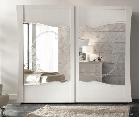 Kleiderschrank Schwebetüren Schlafzimmer Holz Schrank Schränke Holz Spiegel Neu