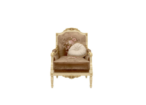 Klassischer Designer-Sessel aus Holz mit geschnitzten Details